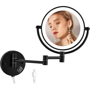 FOUTLQ Wall Mounted Makeup Mirror with 1X/7X Lighted Magnifying Double Sided